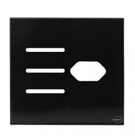 Placa p/ 3 Interruptores + Tomada 4x4 - Novara Glass Preto Brilhante 